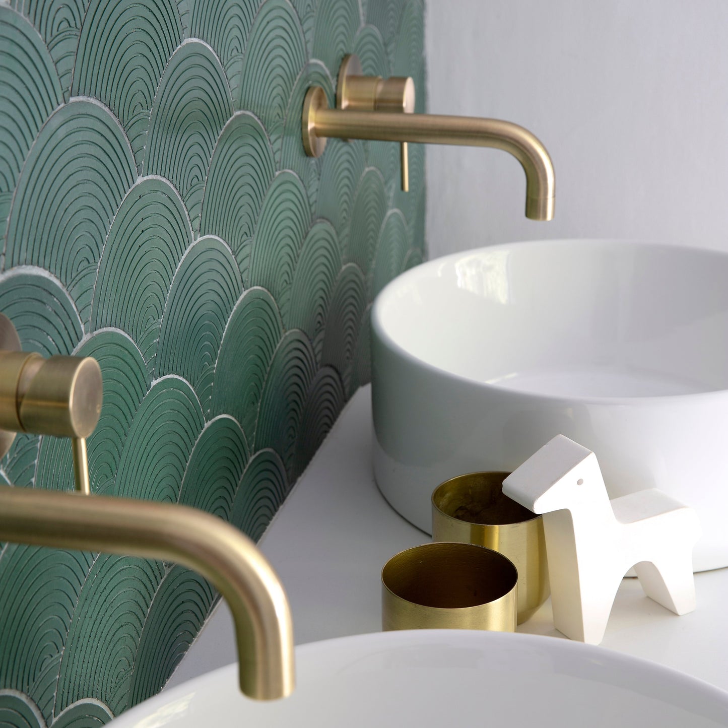 Scallop Tile on bathroom wall