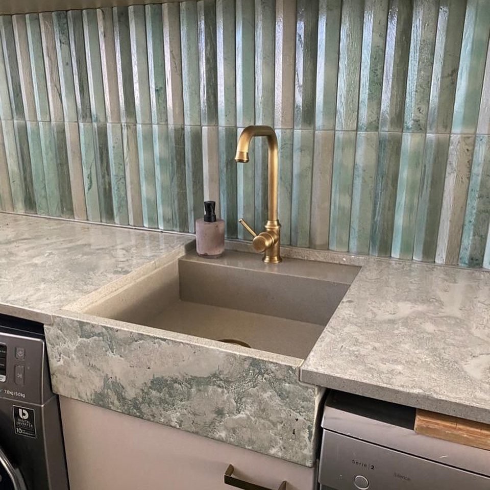 Haus Tile behind sink on wall