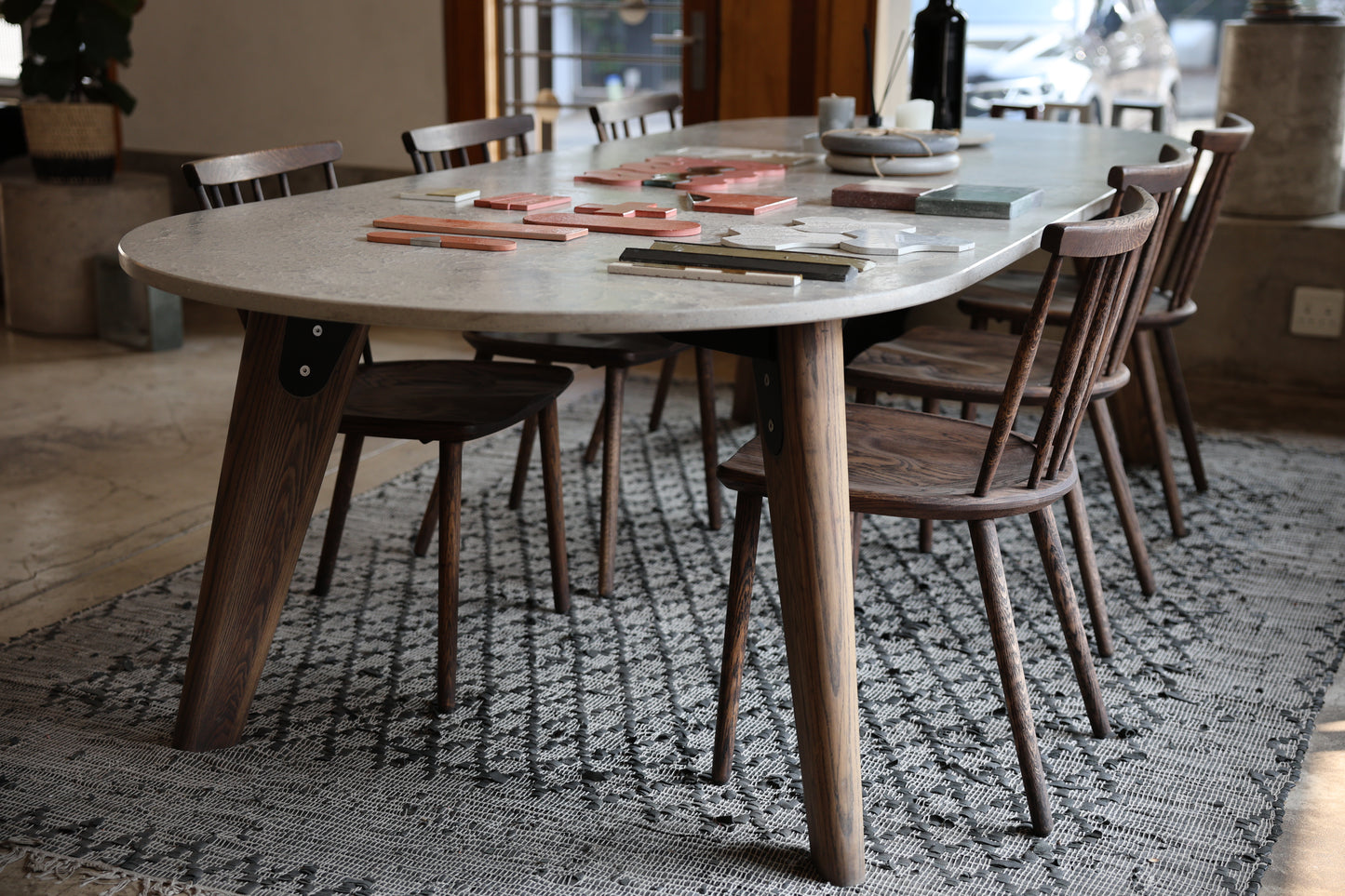 Tiles placed on a table