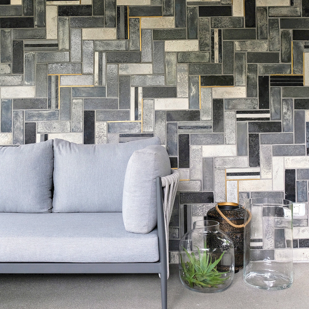 Long Edge inserts on a tiled wall