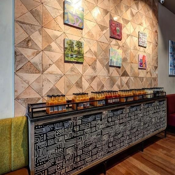 Oblique Tile on a wall in a restaurant