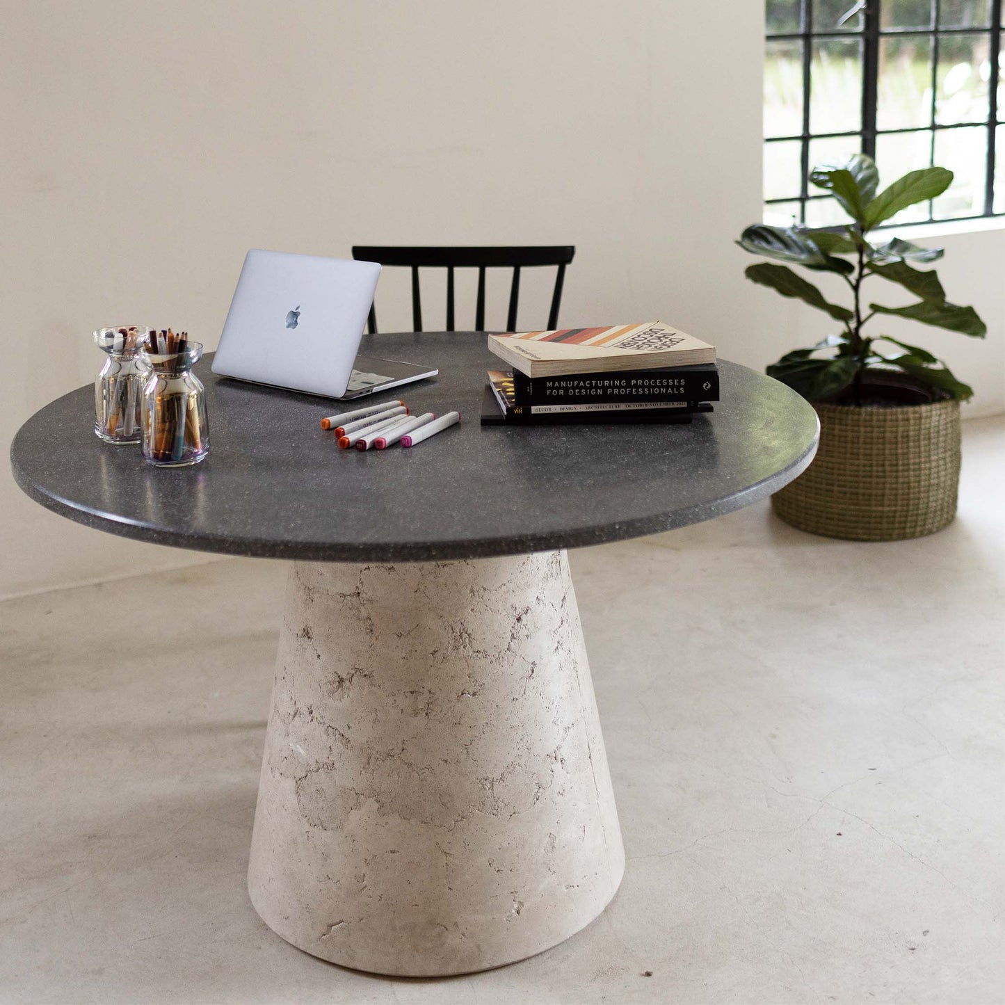 Round Dining Table with items on top